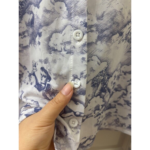 MOTEL KELLY SHIRT 20'S CHERUB WHITE BLUE long sleeve CROP top blouse S - Picture 4 of 11